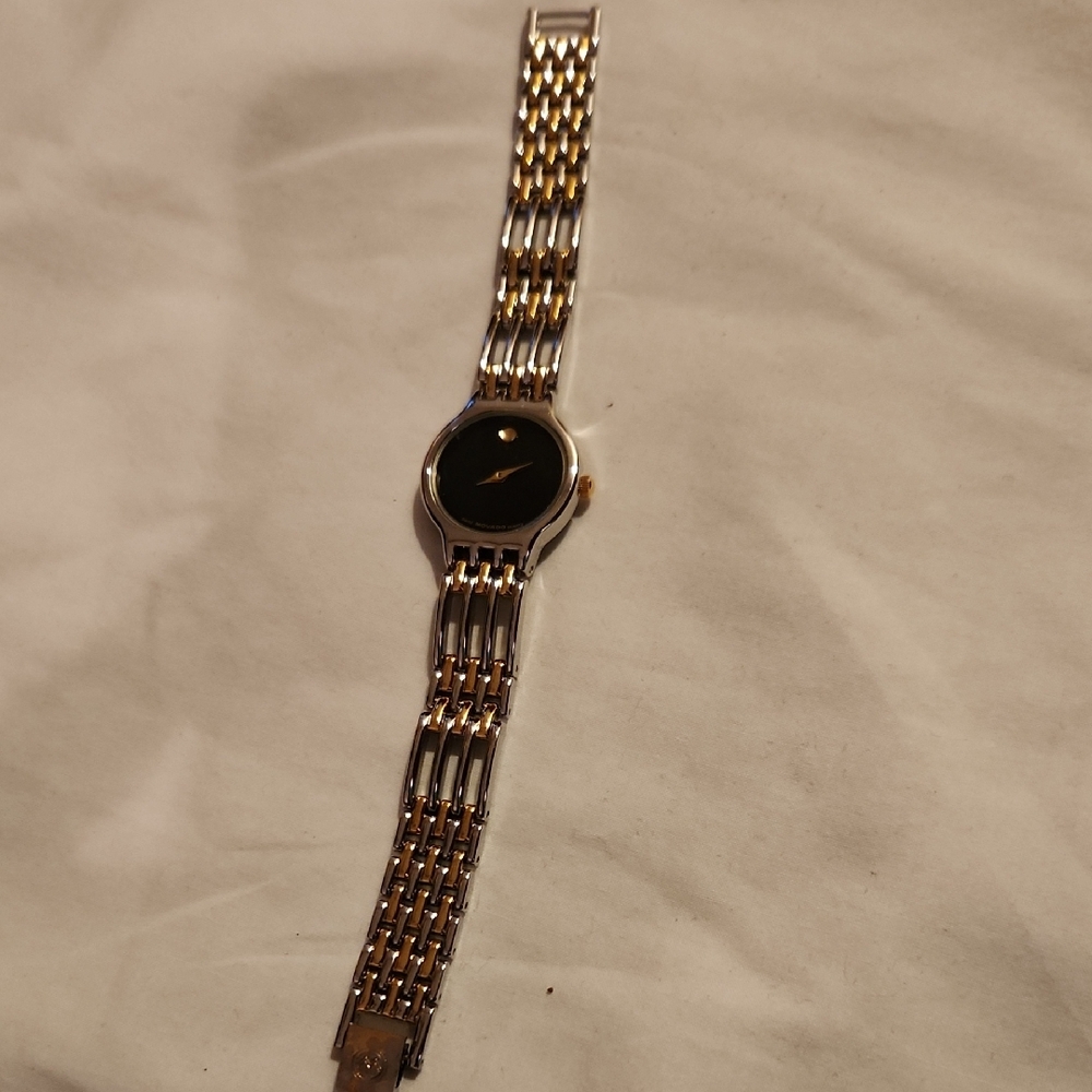Movado Museum Elegant Gold and Black Women's Watch. In Working Condition!